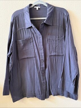 Calme by Johnny Was Gauzy Cotton Button Down Shirt